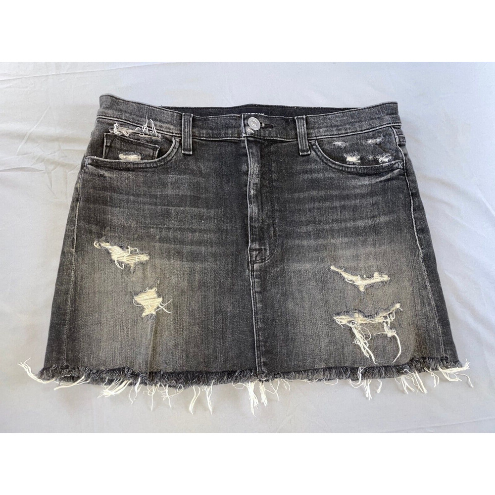 Hudson Vivid Destroyed Denim Mini Skirt With Raw Hem Women's Size 27